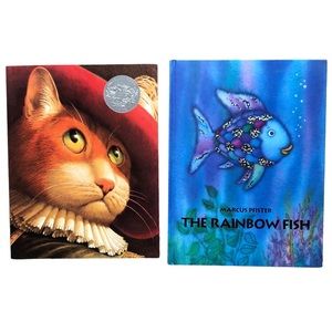 Pair of Children’s Picture Books: Rainbow Fish and Puss In Boots